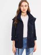 Shein Pocket Patched Hoodie Jacket