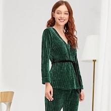 Shein Ribbed Cami Pajama Set With Wrap Robe