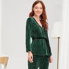 Shein Ribbed Cami Pajama Set With Wrap Robe