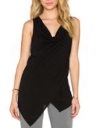 Shein Black Cowl Neck Asymmetrical Slim Tank Top