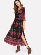 Shein M-slit Flower Print Dress