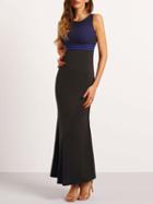 Shein Colour-block Sleeveless Grid Maxi Dress
