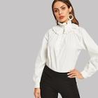 Shein Frill Trim Button Front Solid Top