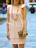 Shein Pink Petal Sleeve Elegant Dress