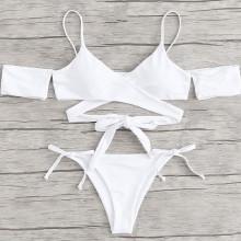 Shein Crisscross Knot Solid Bikini Set