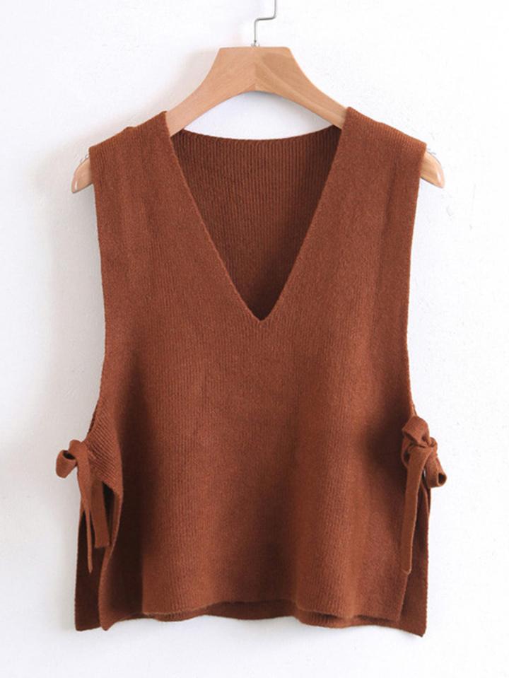 Shein Side Tie V Neckline Knit Vest