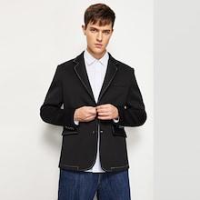 Shein Men Button & Pocket Up Notched Neck Blazer