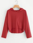 Shein Raw Trim Dip Hem Hoodie