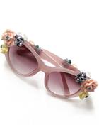 Shein Pink Lenses Black Flower Embellished Sunglasses