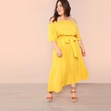 Shein Raglan Flutter Sleeve Self Belted Dress