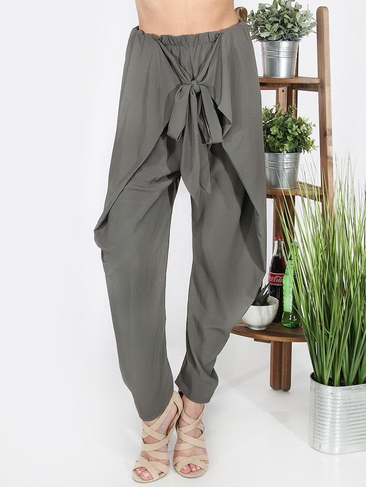 Shein Army Green Bow Decorated Pants
