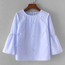 Shein Bell Sleeve Beaded Blouse