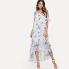 Shein High Low Flounce Hem Floral Dress With Cami