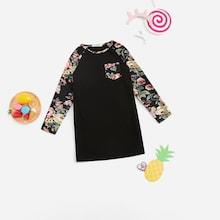 Shein Girls Raglan Sleeve Flower Tunic Dress