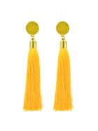 Shein Yellow Ethnic Jewelry Flower Decoration Long Tassel Drop Earrings