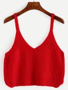 Shein Red Crop Knitted Cami Top