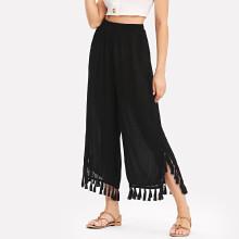 Shein Tassel Embellished Slit Hem Palazzo Pants