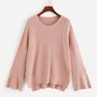 Shein Plus Buttoned Trim Bell Sleeve Jumper