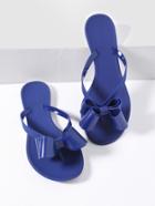 Shein Blue Bow Embellished Toe Post Flat Sandals