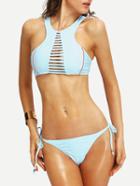 Shein White Ladder-cutout Racer Bikini Set