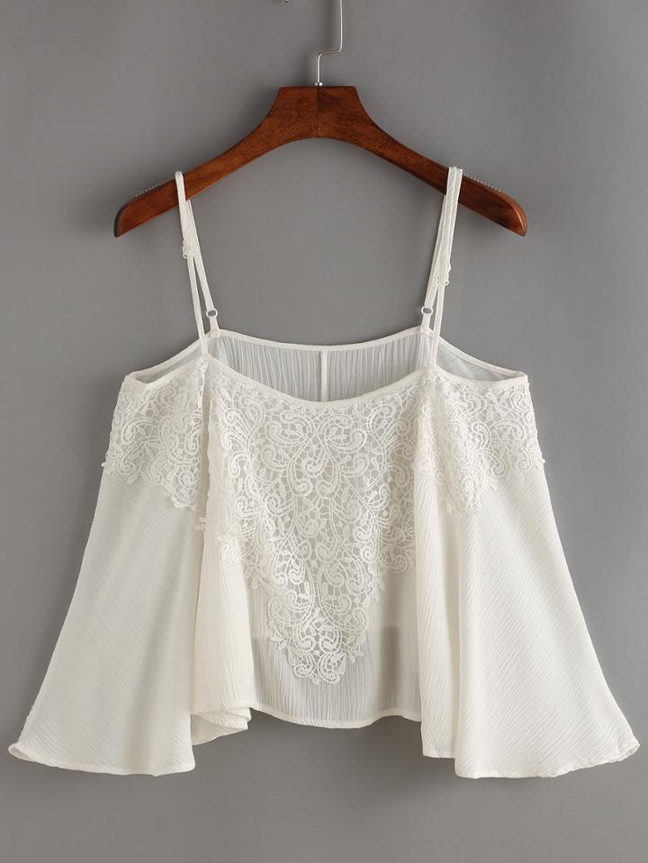 Shein Spaghetti Strap Crochet Cami Top