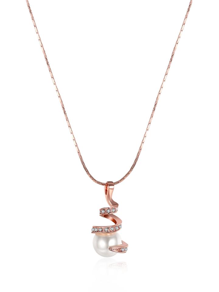 Shein Rhinestone Wrap Pendant Necklace With Faux Pearl