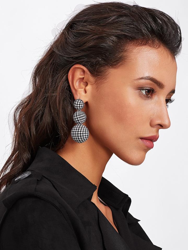 Shein Layered Half Ball Houndstooth Earrings