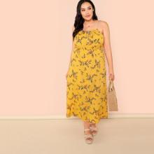 Shein Plus Calico Print Drawstring Cami Dress
