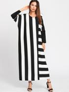 Shein Contrast Stripe Dolman Sleeve Dress