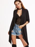 Shein Black Drape Front Slit Back Asymmetric Coat