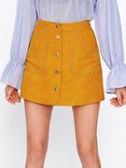 Shein Studded Button Up Suede Skirt