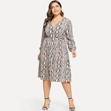 Shein Plus Self Tie Snakeskin Print Dress