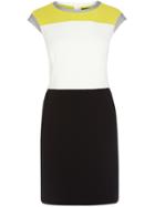 Shein White Black Round Neck Cap Sleeve Dress