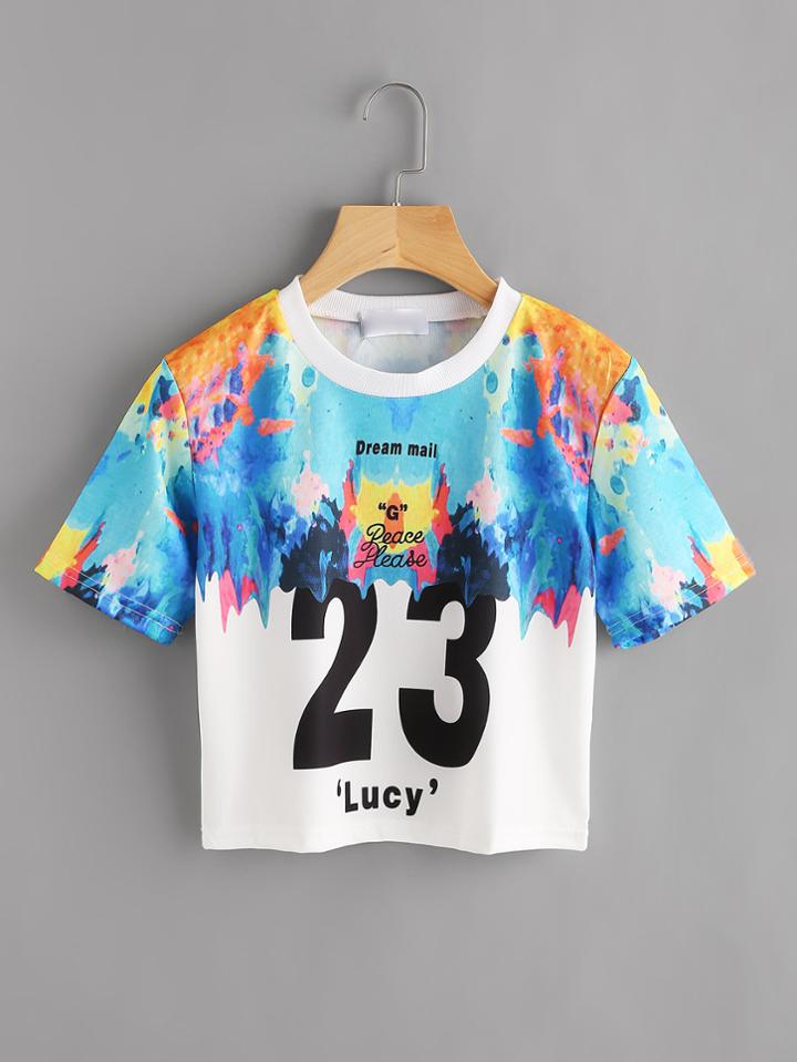Shein Slogan Print Graffiti Tee