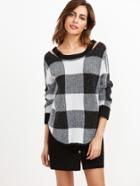 Shein Black And White Cutout Neck Sweater
