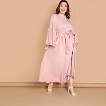 Shein Plus Mock-neck Laser Cut Flounce Sleeve Dress