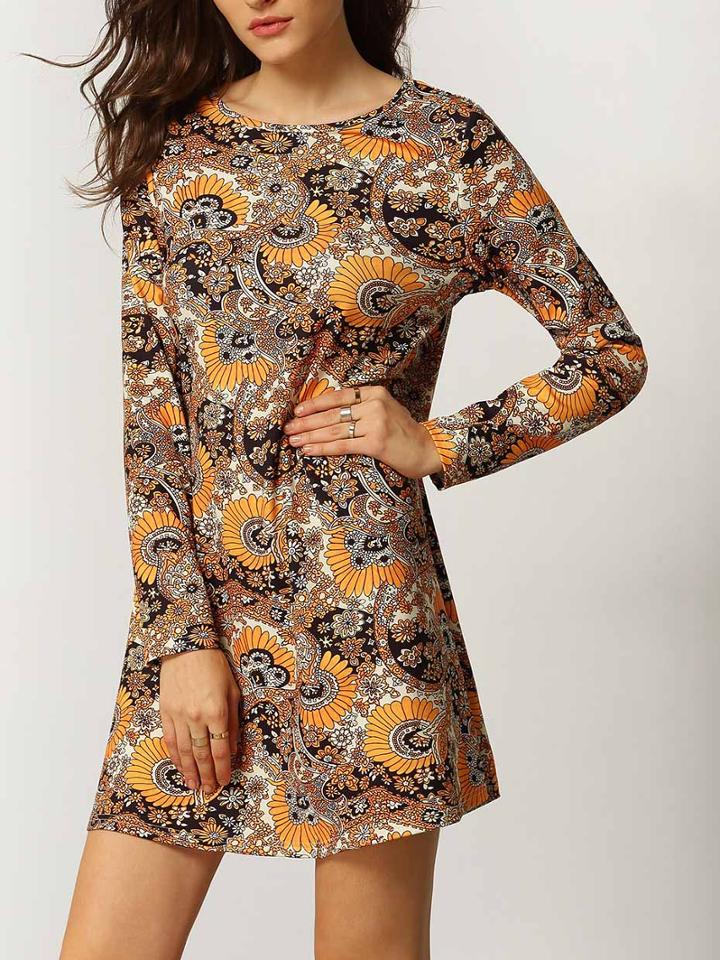 Shein Round Neck Floral A Line Dress