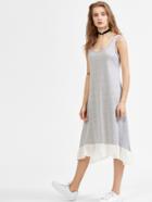 Shein Heather Grey Contrast Ruffle Hem Tank Dress