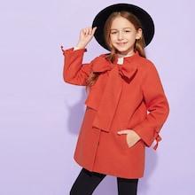 Shein Girls Tie Neck And Cuff Jacket