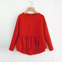 Shein Raglan Sleeve Dip Hem Textured Smock Sweatshirt