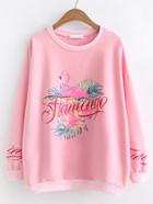 Shein Flamingo Print Oversized Sweatshirt