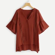 Shein V Cut Neck High Low Blouse