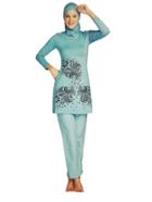 Shein Calico Print Hooded Modest Swimwear