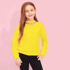 Shein Girls V Cut Choker Neck Solid Sweatshirt