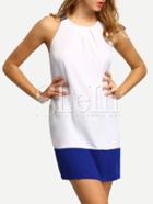 Shein White Cutout Back Colorblock Casual Dress