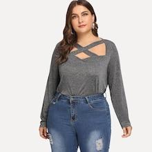 Shein Plus Crisscross Front Slim Fitted Top
