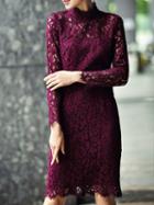 Shein Purple Collar Lace Sheath Dress