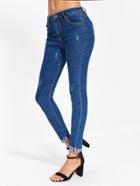 Shein Distress Cuffed Skinny Jeans