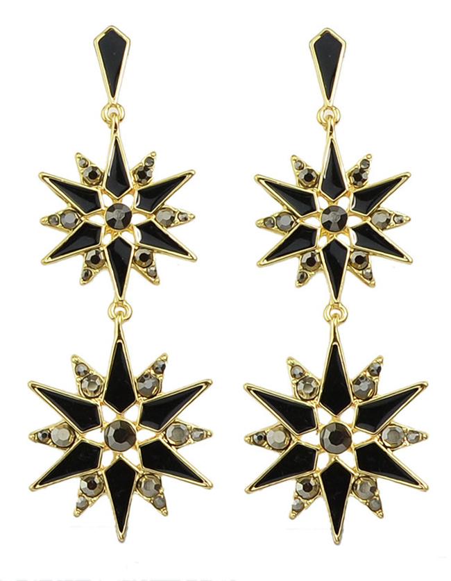 Shein Black Enamel Long Drop Earrings
