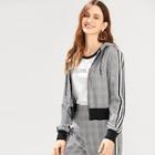 Shein Zip Up Plaid Hoodie Jacket